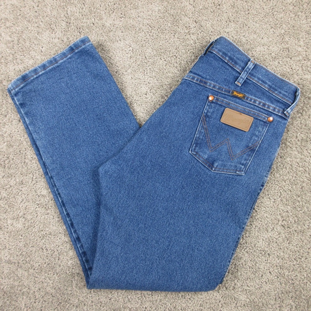 Wrangler Jeans‎ Mens 36x32 Blue Cowboy Cut Relaxed Fit Western Patch Denim Pants